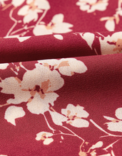 Load image into Gallery viewer, Pre-Order Red Floral Print Contrast Trim Button Tie Neck Swing Dress