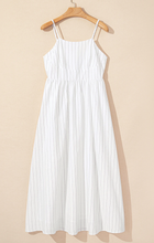 Load image into Gallery viewer, Pre-Order Beige Stripe Spaghetti Strap Pocketed High Waist Maxi Dress