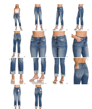 Load image into Gallery viewer, Pre-Order Cuffed Cuffed Skinny Denim Pants Medium Wash