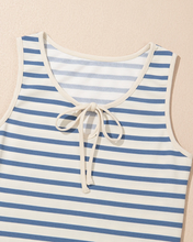 Load image into Gallery viewer, Pre-Order Stripe Tie V Neck Sleeveless Side Slit Midi Dresses