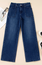 Load image into Gallery viewer, Pre-Order Dark Wash Straight Leg Mid-rise Shift Jeans