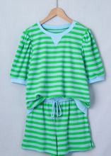 Load image into Gallery viewer, Pre-Order Green Puff Short Sleeve T Shirt Matching Shorts Set