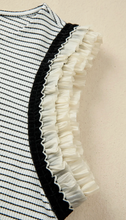 Load image into Gallery viewer, Pre-Order Black Stripe Contrasted Ruffle Trim Casual Tank Top