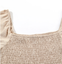 Load image into Gallery viewer, Pre-Order Short Bubble Sleeve Smocked Wide Leg Jumpsuit