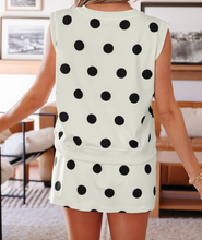 Load image into Gallery viewer, Pre-Order hite Ribbed Trim Polka Dot Print Tank Split Mini Skort 2pcs Set