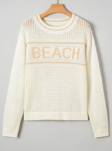 Load image into Gallery viewer, Pre-Order White BEACH Hollow Out Knitted Lightweight Dolman Sweater