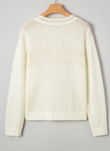 Load image into Gallery viewer, Pre-Order White BEACH Hollow Out Knitted Lightweight Dolman Sweater
