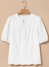 Load image into Gallery viewer, Pre-Order Lace Crochet V Neck Half Sleeve Embroidery Button Down Blouses Casual Shirts