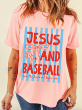 Load image into Gallery viewer, Pre-Order Pink JESUS AND BASEBALL Coquette Striped Print T Shirt