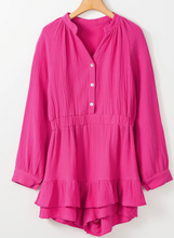 Load image into Gallery viewer, Pre-Order Rose Textured Tiered Ruffled Buttoned Long Sleeve Romper