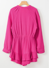 Load image into Gallery viewer, Pre-Order Rose Textured Tiered Ruffled Buttoned Long Sleeve Romper
