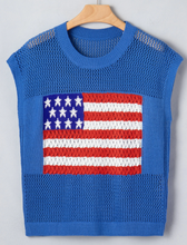 Load image into Gallery viewer, Pre-Order Flag Graphic Short Sleeve Sweater Top