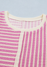 Load image into Gallery viewer, Pre-Order Pink Stripe Textured Contrast Trim Casual Tank and Shorts Set