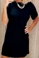 Load image into Gallery viewer, Pre-Order Black Bow Decor Backless Short Sleeve Shift Mini Dress