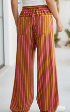 Load image into Gallery viewer, Pre-Order Stripe Button Pocket Tie Waist Casual Wide Leg Pants