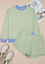 Load image into Gallery viewer, Pre-Order Stripe Oversize Mock Neck Sweatshirt and Shorts Set