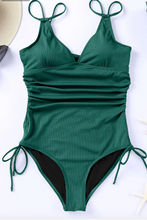 Load image into Gallery viewer, Pre-Order Eyelet Textured Contrast Trim Spaghetti Straps Teddy Swimsuits (Copy)