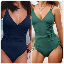 Load image into Gallery viewer, Pre-Order Eyelet Textured Contrast Trim Spaghetti Straps Teddy Swimsuits (Copy)