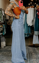 Load image into Gallery viewer, Pre-Order Mist Blue Retro Distressed Button Adjustable Straps Denim Overall Jumpsuit