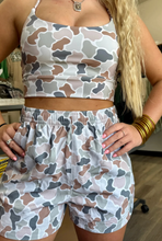 Load image into Gallery viewer, Pre-Order Multicolour Camouflage Printed Cropped Tank Athleisure 2pcs Short Set