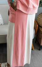 Load image into Gallery viewer, Pre-Order White Two-tone Color Block Patchwork Tee Drawstring Loose Pant Set