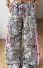 Load image into Gallery viewer, Pre-Order Gray Camo Woodland Print Color Block Detail Drawstring Wide Leg Sweatpants