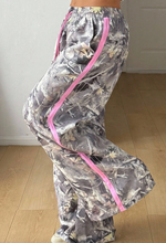 Load image into Gallery viewer, Pre-Order Gray Camo Woodland Print Color Block Detail Drawstring Wide Leg Sweatpants