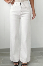 Load image into Gallery viewer, Pre-Order White 2-Button High Waist Wide Leg Jeans
