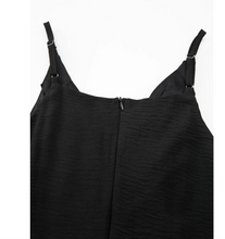 Load image into Gallery viewer, Pre-Order Black Solid Spaghetti Strap Wide Leg Drawstring High Waist Jumpsuit