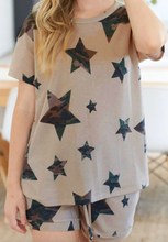Load image into Gallery viewer, Pre-Order Khaki Camo Star Print Short Lounge Set