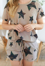 Load image into Gallery viewer, Pre-Order Khaki Camo Star Print Short Lounge Set