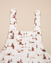 Load image into Gallery viewer, Pre-Order Beige Western Printed Button Adjustable Straps Loose Jumpsuit Dungarees