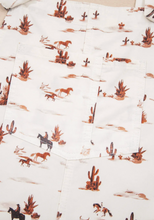 Load image into Gallery viewer, Pre-Order Beige Western Printed Button Adjustable Straps Loose Jumpsuit Dungarees