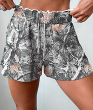 Load image into Gallery viewer, Pre-Order Gray Abstract Maple Leaf Printed Tie Elastic Waist Shorts