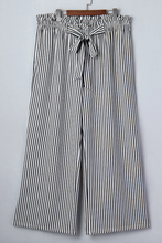 Load image into Gallery viewer, Pre-Order Plus Size Black Stripe Tied High Waist Loose Straight Casual Pants