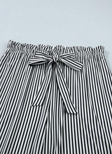 Load image into Gallery viewer, Pre-Order Plus Size Black Stripe Tied High Waist Loose Straight Casual Pants