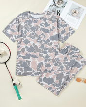 Load image into Gallery viewer, Pre-Order Multicolour Camouflage Short Sleeve Top and High Waist Wide Leg Pants Set