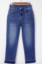 Load image into Gallery viewer, Pre-Order Whiskered Wash Raw Hem Cropped Jeans