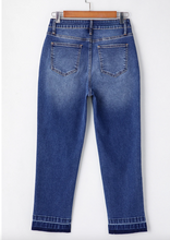 Load image into Gallery viewer, Pre-Order Whiskered Wash Raw Hem Cropped Jeans