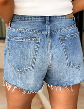 Load image into Gallery viewer, Pre-Order Blue Acid Wash Raw Hem Denim Short