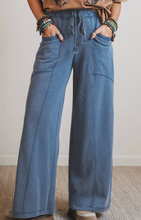 Load image into Gallery viewer, Pre-Order Ashleigh Blue Mineral Wash Drawstring Retro High Waist Wide Leg Western Pants