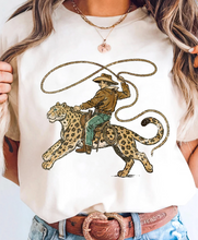 Load image into Gallery viewer, Pre-Order White Leopard Rodeo Cowboy Graphic Casual Tee