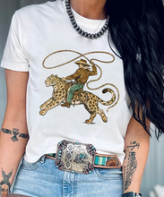 Load image into Gallery viewer, Pre-Order White Leopard Rodeo Cowboy Graphic Casual Tee