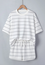 Load image into Gallery viewer, Pre-Order Stripe Half Sleeve Tee Drawstring Shorts 2pcs Set