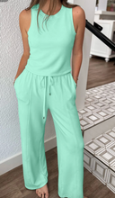 Load image into Gallery viewer, Pre-Order Moonlight Jade Drawstring Elastic Waistband Solid Color Two Piece Casual Set