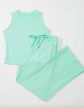 Load image into Gallery viewer, Pre-Order Moonlight Jade Drawstring Elastic Waistband Solid Color Two Piece Casual Set