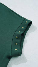 Load image into Gallery viewer, Pre-Order Evergreen Plus Size Glow Studded Zip up T Shirt Dress with Pockets