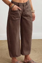 Load image into Gallery viewer, Pre-Order Coffee Solid Color Square Patch Pocket Ankle-length Barrel Jeans