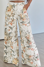 Load image into Gallery viewer, Pre-Order Beige Vintage Style Floral Print High Waist Wide Leg Jeans