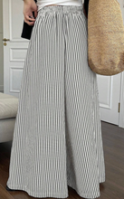 Load image into Gallery viewer, Pre-Order Black Stripe Elastic Waist Ultra Wide Leg Pants